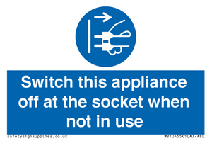 Switch this appliance off at the socket when not in use
